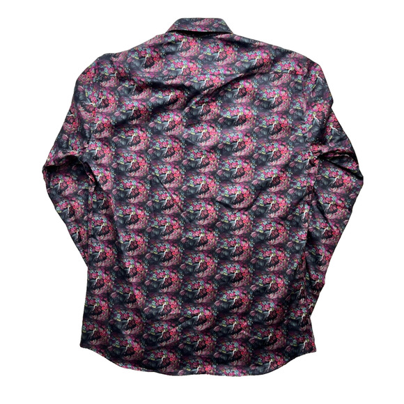 3-63 JARED LANG NWT Men's Dress Shirt Peacocks Multicolor L - Picture 2 of 16
